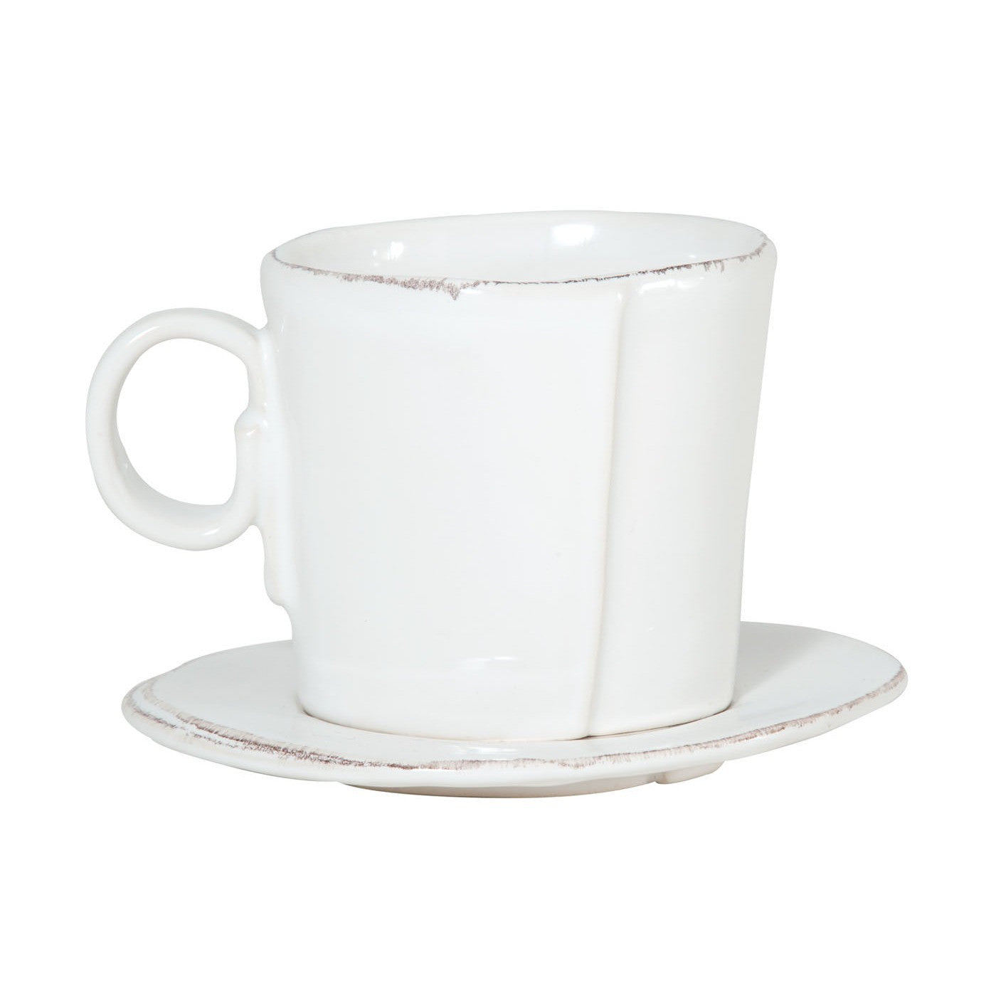 VIETRI: Lastra White Espresso Cup and Saucer - Artistica.com