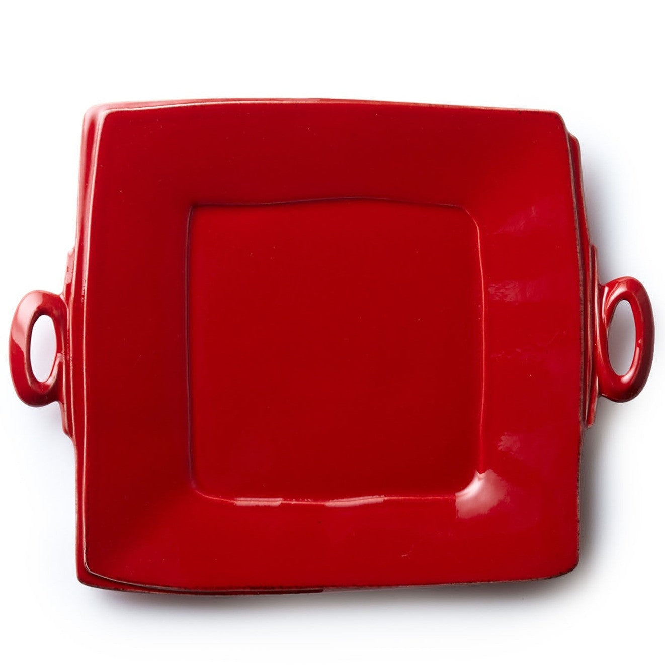 VIETRI: Lastra Red Handled Square Platter - Artistica.com