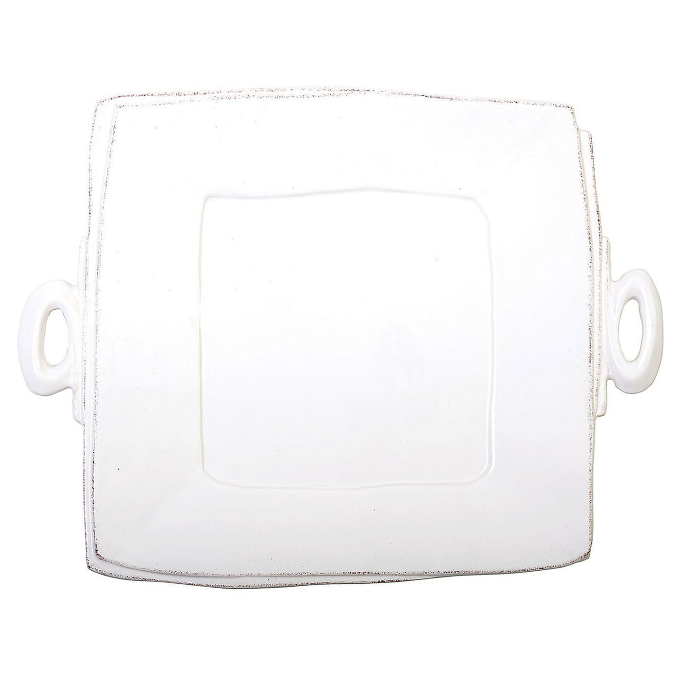 VIETRI: Lastra White Handled Square Platter - Artistica.com