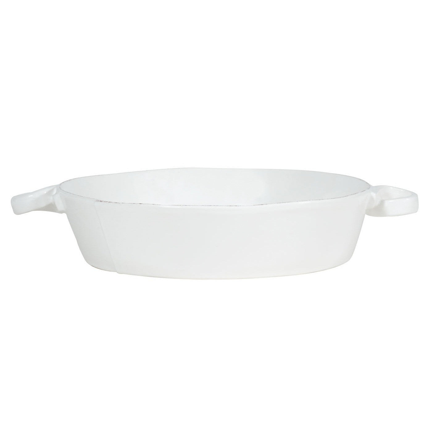 VIETRI: Lastra White Handled Round Baker - Artistica.com