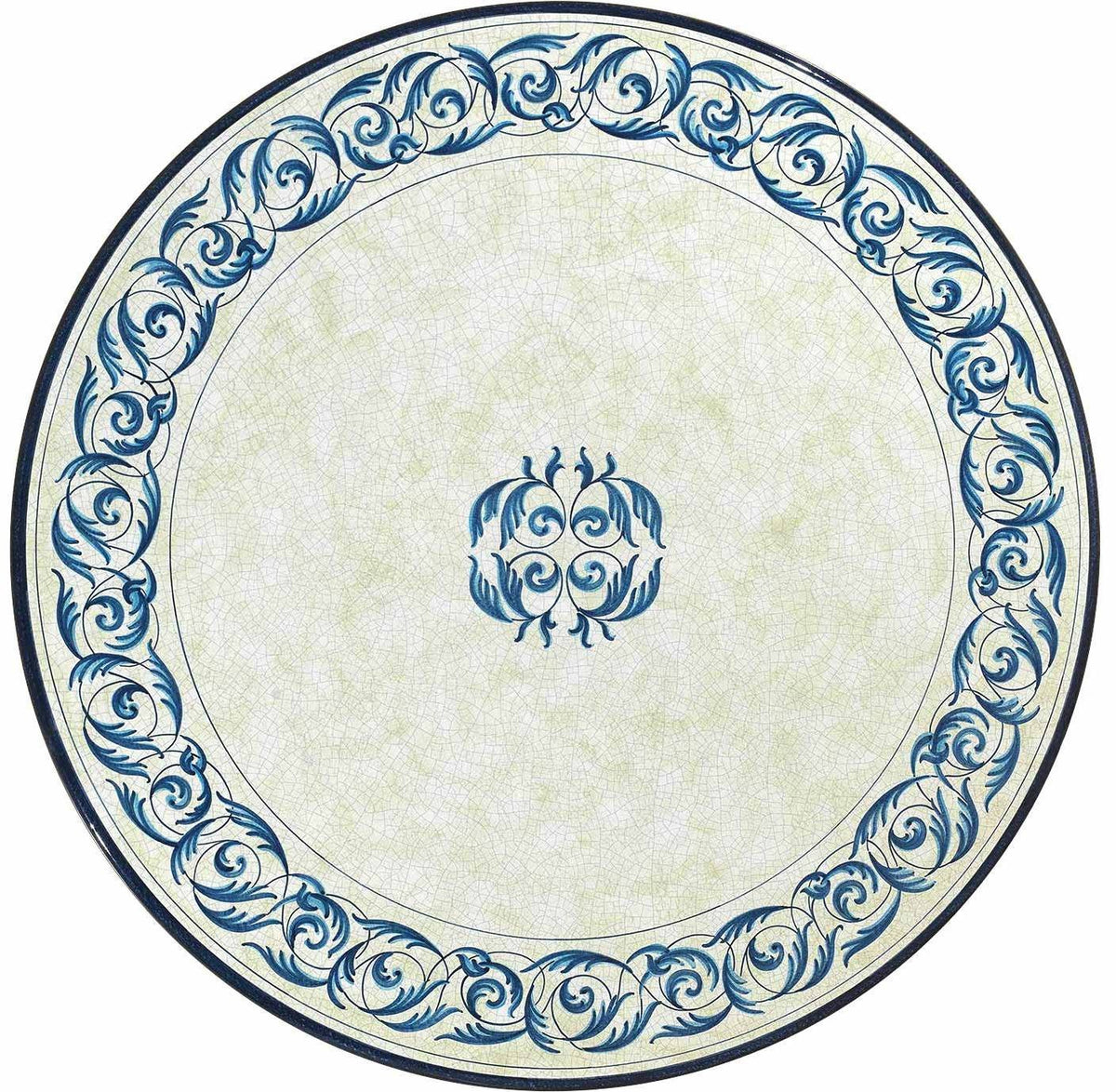 CERAMIC STONE TABLE + IRON BASE: LAS VEGAS Design - Hand Painted in Deruta, Italy. - Artistica.com