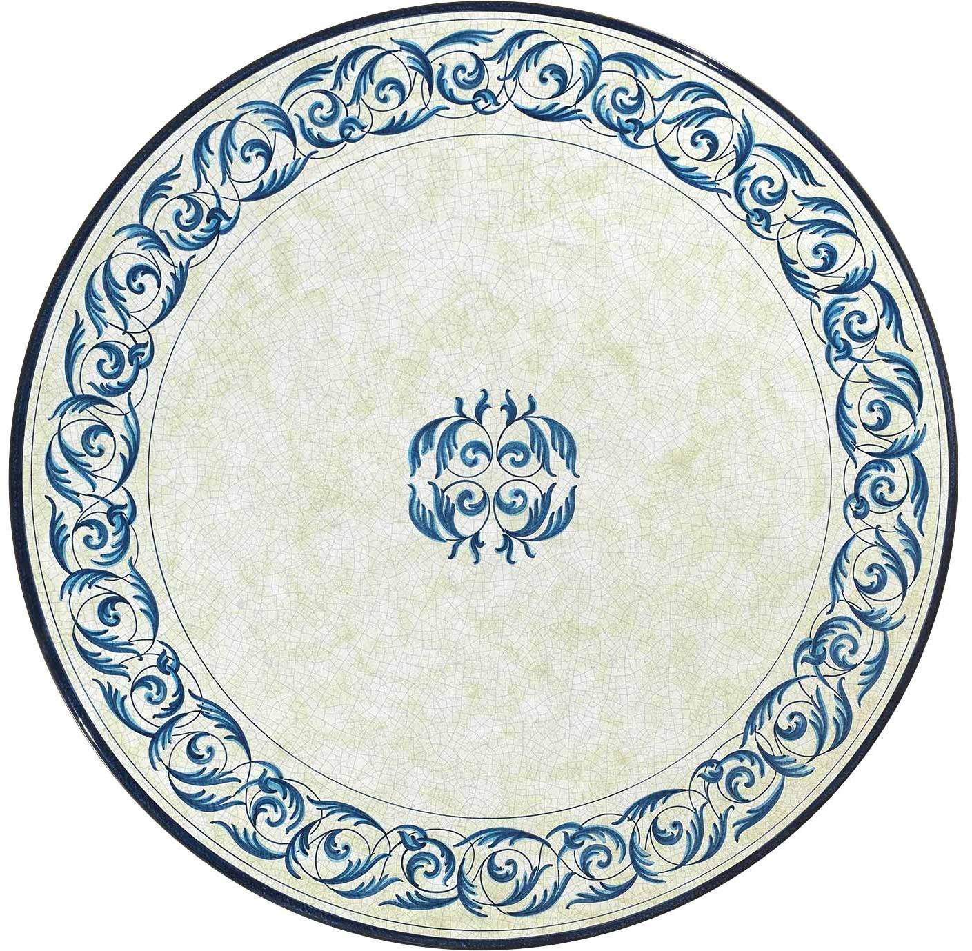 CERAMIC STONE TABLE + IRON BASE: LAS VEGAS Design - Hand Painted in Deruta, Italy. - Artistica.com