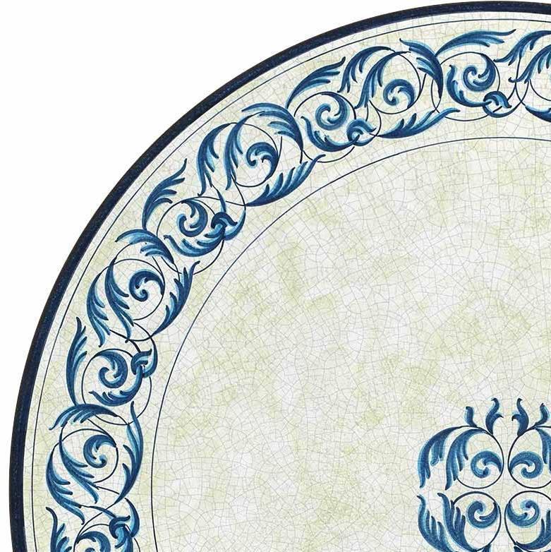 CERAMIC STONE TABLE + IRON BASE: LAS VEGAS Design - Hand Painted in Deruta, Italy. - Artistica.com