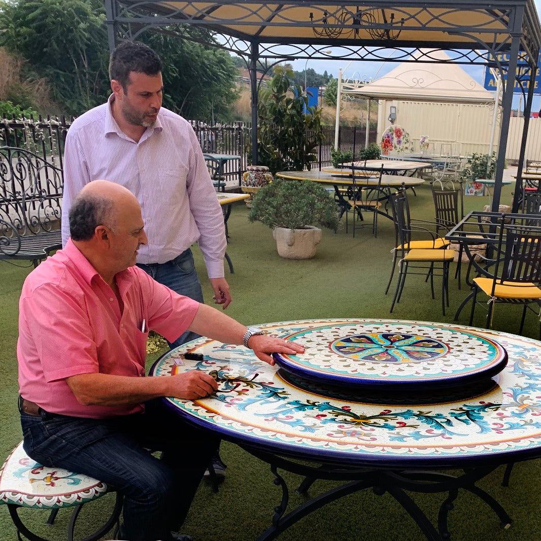 LAZY SUSAN: Ceramic-Stone Rotating Lazy Susan 20" Diam. in Deruta, Italy. - Artistica.com