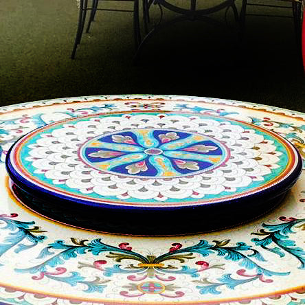 LAZY SUSAN: Ceramic-Stone Rotating Lazy Susan 20" Diam. in Deruta, Italy. - Artistica.com