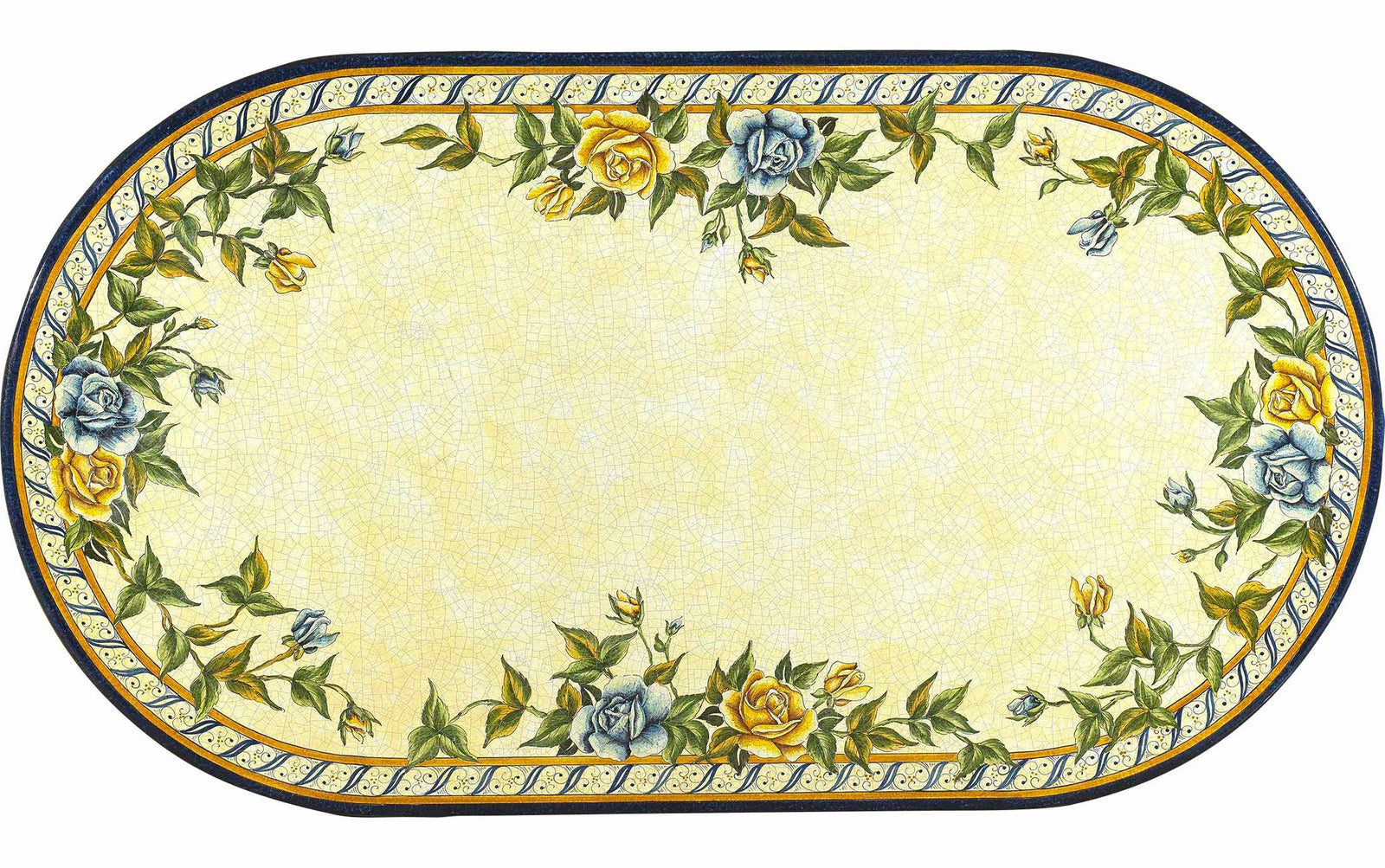 CERAMIC STONE TABLE + IRON BASE: LIVIGNO Design^ - Hand Painted in Deruta, Italy. - Artistica.com