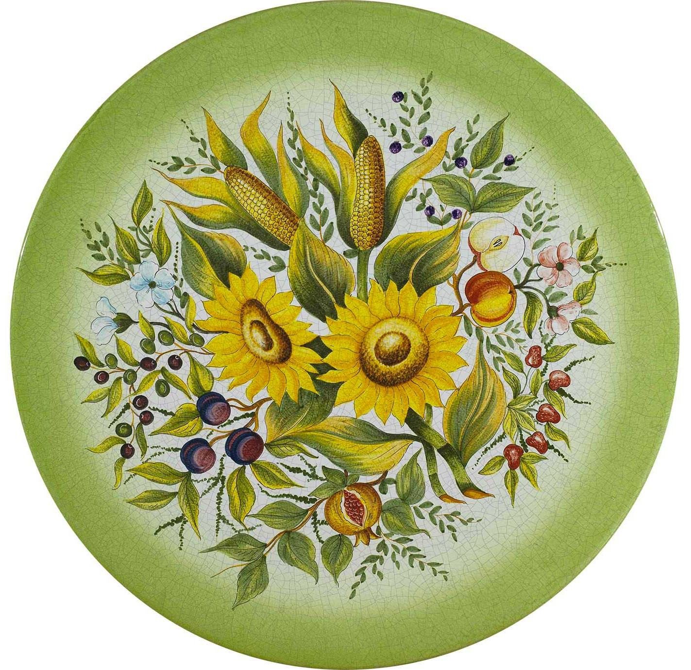 CERAMIC STONE TABLE + IRON BASE: LUCCA Design^ - Hand Painted in Deruta, Italy. - Artistica.com