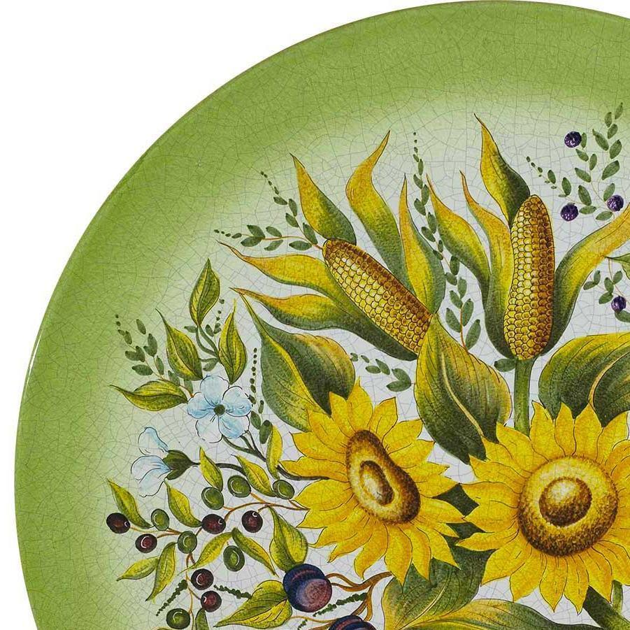 CERAMIC STONE TABLE + IRON BASE: LUCCA Design^ - Hand Painted in Deruta, Italy. - Artistica.com