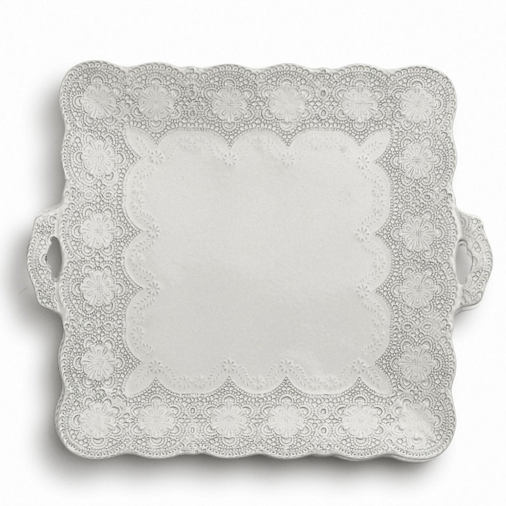 ARTE ITALICA: Merletto Antique Square Platter with Handles - Artistica.com