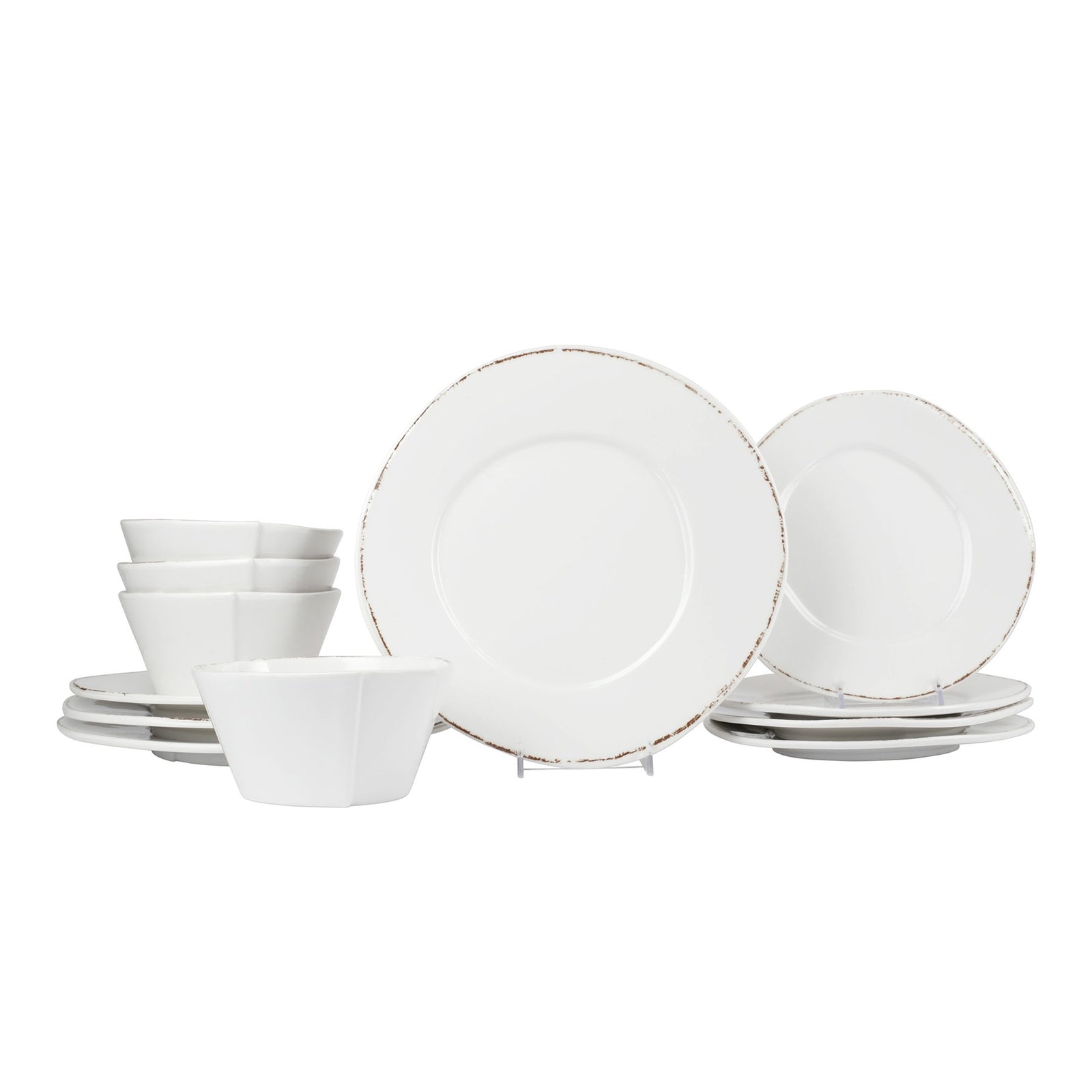 VIETRI: Melamine Lastra White Twelve-Piece Place Setting - Artistica.com