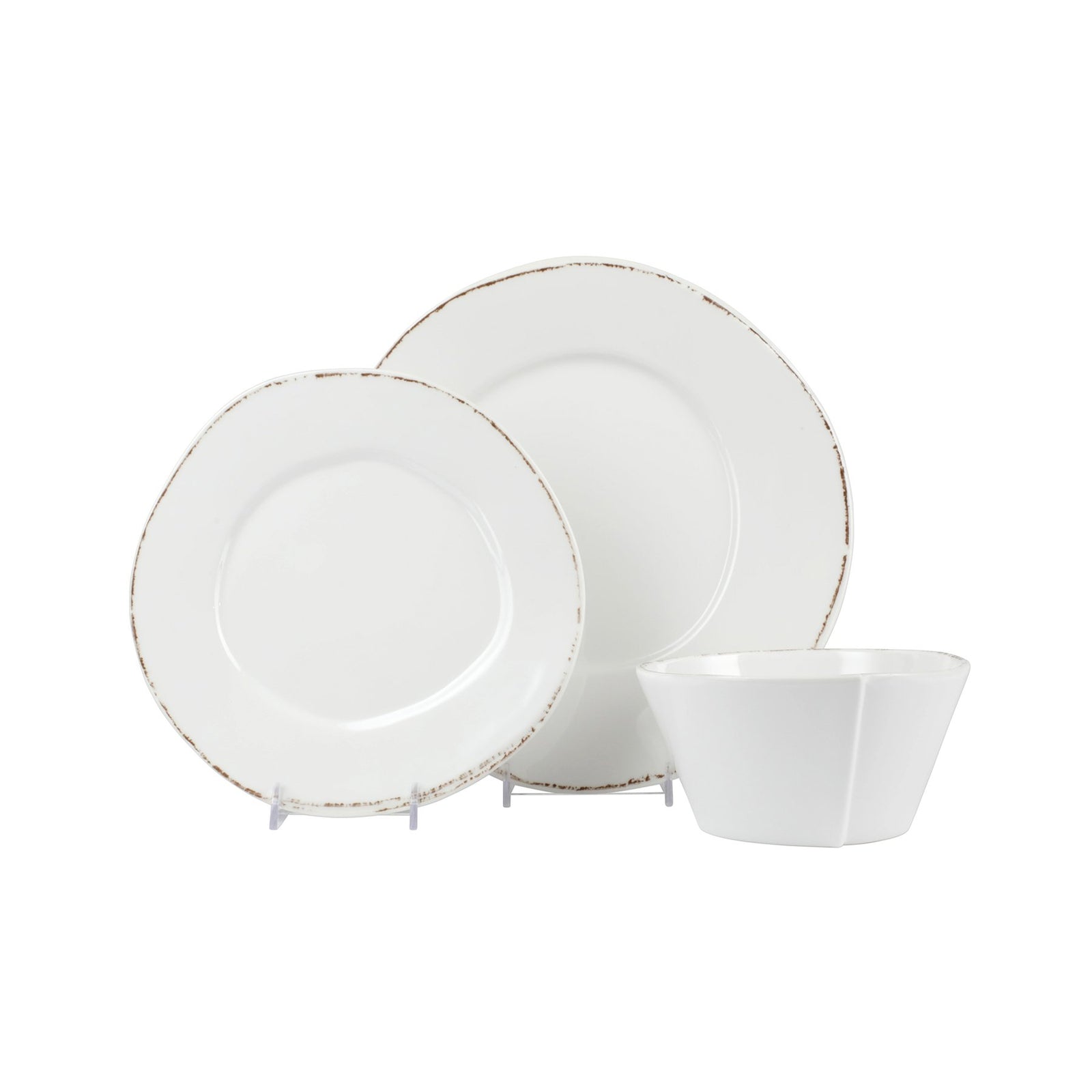 VIETRI: Melamine Lastra White Three-Piece Place Setting - Artistica.com