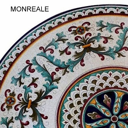 COCKTAIL HIGH TABLE ROUND: Ceramic-Stone top on iron base (28" Diam. x 41" High.) in Deruta, Italy. - Artistica.com