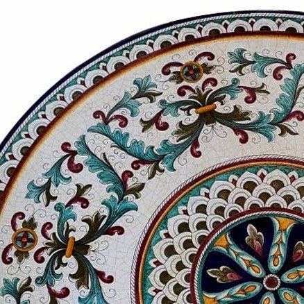 CERAMIC STONE TABLE + IRON BASE: MONREALE Design^- Hand Painted - Artistica.com