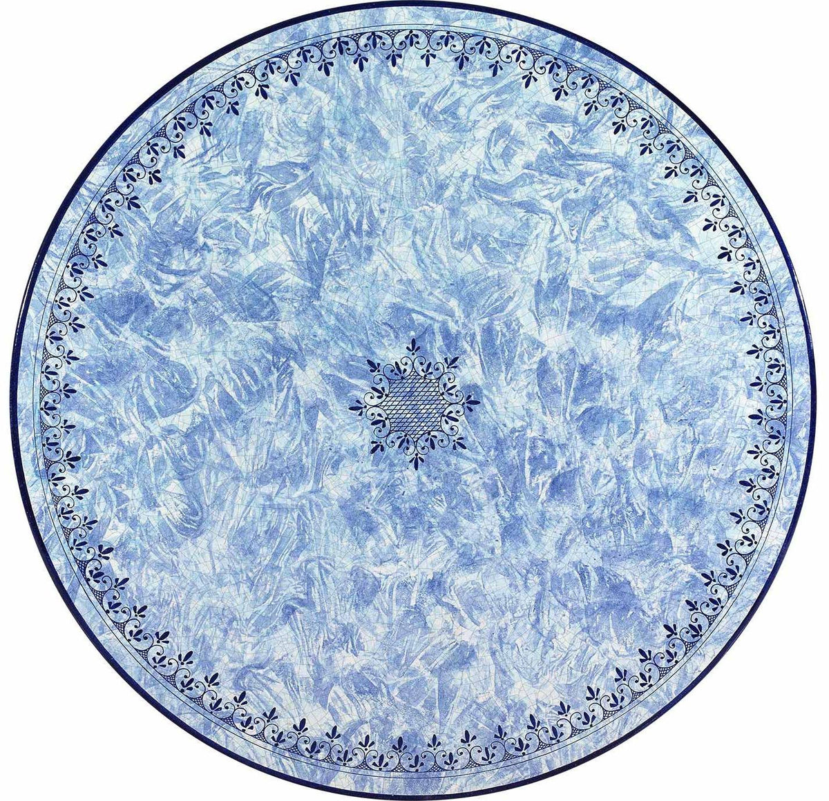 CERAMIC STONE TABLE + IRON BASE: MARSIGLIA Design - Hand Painted in Deruta, Italy. - Artistica.com