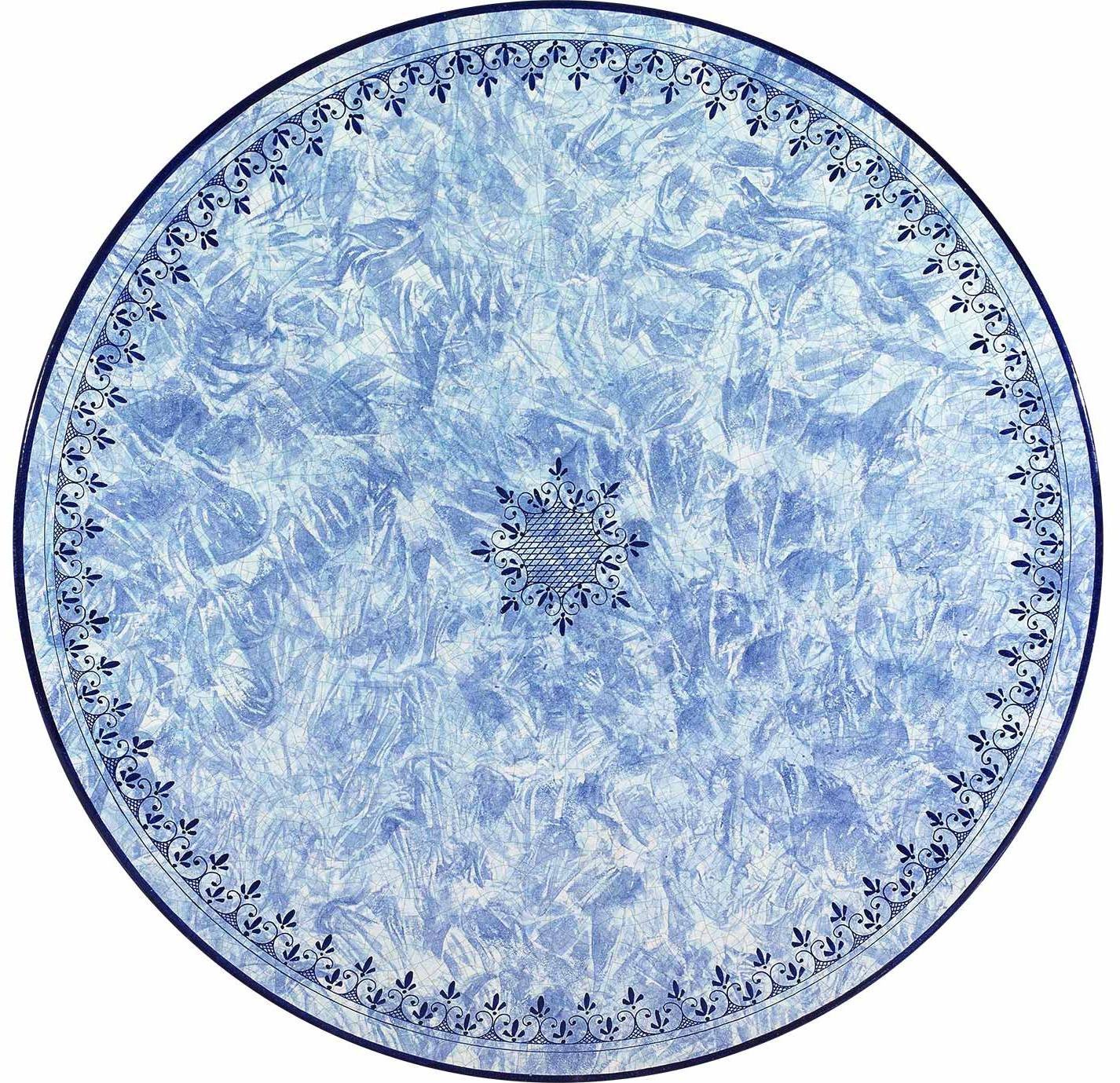 CERAMIC STONE TABLE + IRON BASE: MARSIGLIA Design - Hand Painted in Deruta, Italy. - Artistica.com