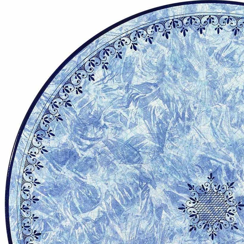 CERAMIC STONE TABLE + IRON BASE: MARSIGLIA Design - Hand Painted in Deruta, Italy. - Artistica.com