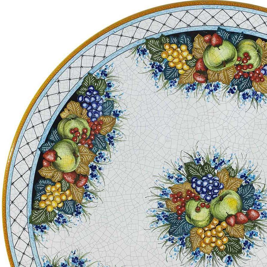 CERAMIC STONE TABLE + IRON BASE: NAPOLI Design - Hand Painted  ^ in Deruta, Italy. - Artistica.com