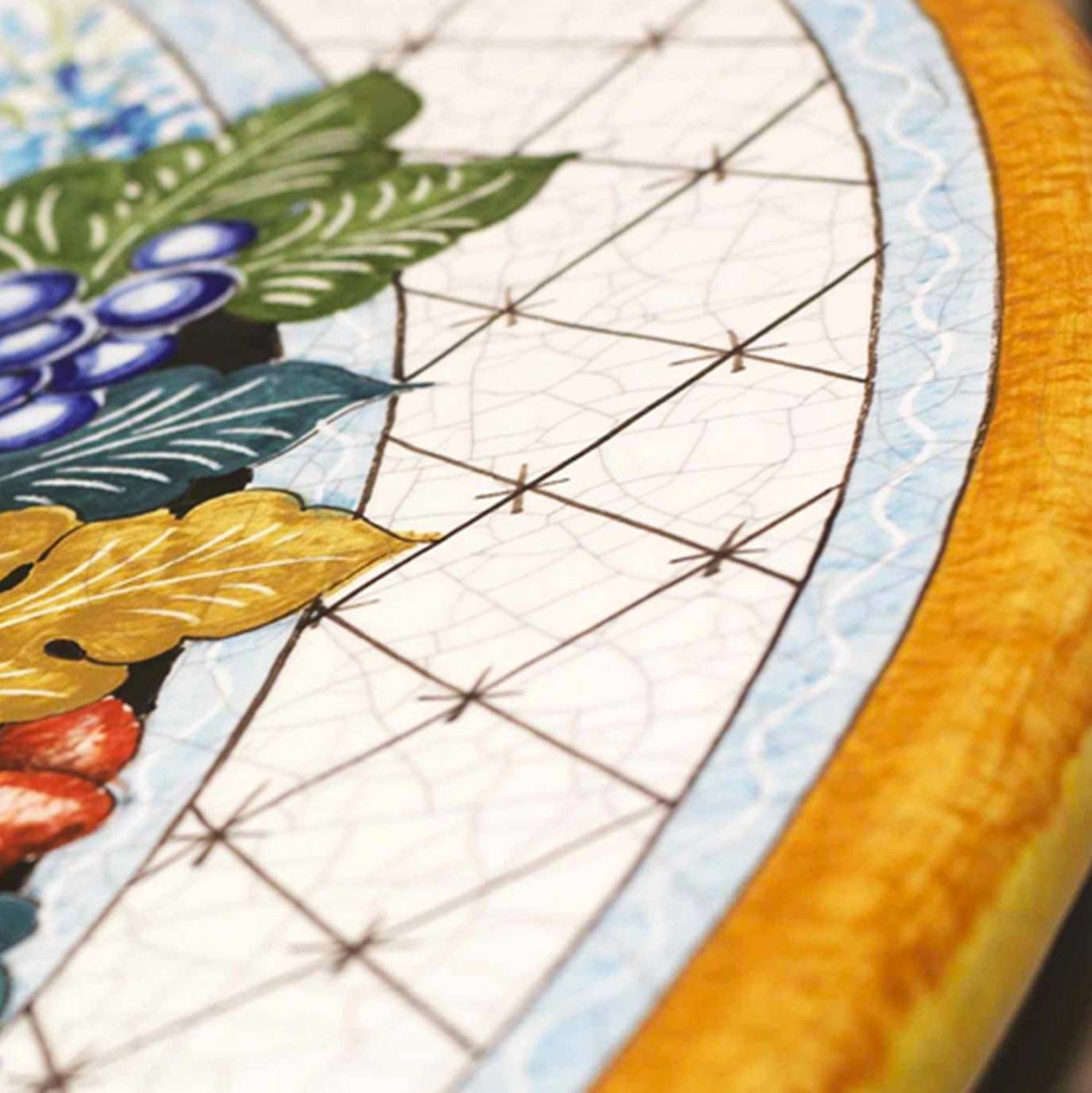 CERAMIC STONE TABLE + IRON BASE: NAPOLI Design - Hand Painted  ^ in Deruta, Italy. - Artistica.com