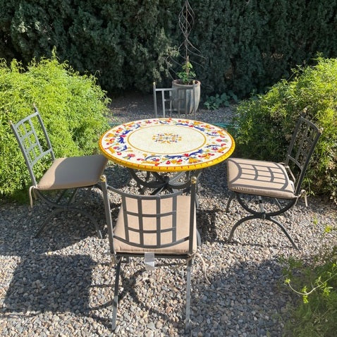 CERAMIC STONE TABLE + IRON BASE: RICCO DERUTA Design^ - Hand Painted in Deruta, Italy. - Artistica.com