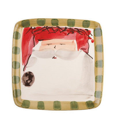 VIETRI: Old St Nick Square Salad Plate Red - Artistica.com