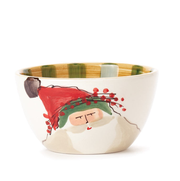 VIETRI: Old St Nick Cereal Bowl Green Hat - Artistica.com