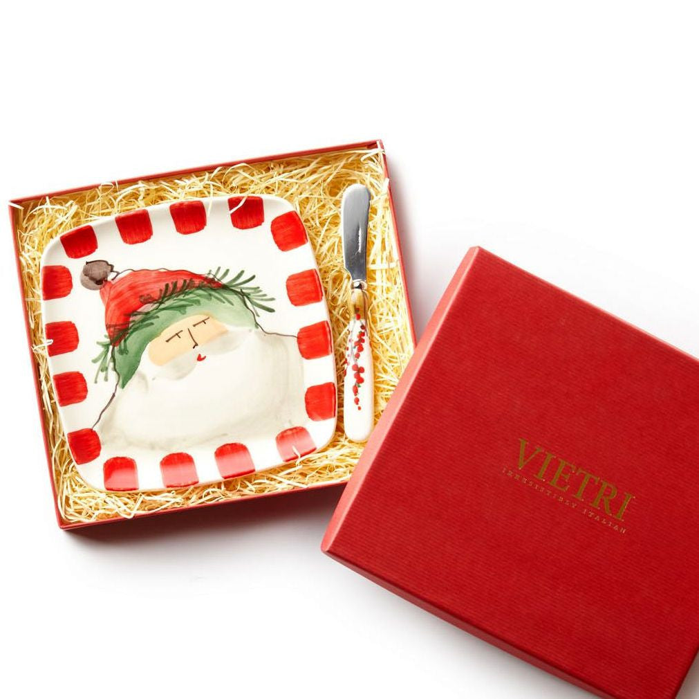 VIETRI: Old St Nick Square Plate with Spreader (In Gift Box) - Artistica.com