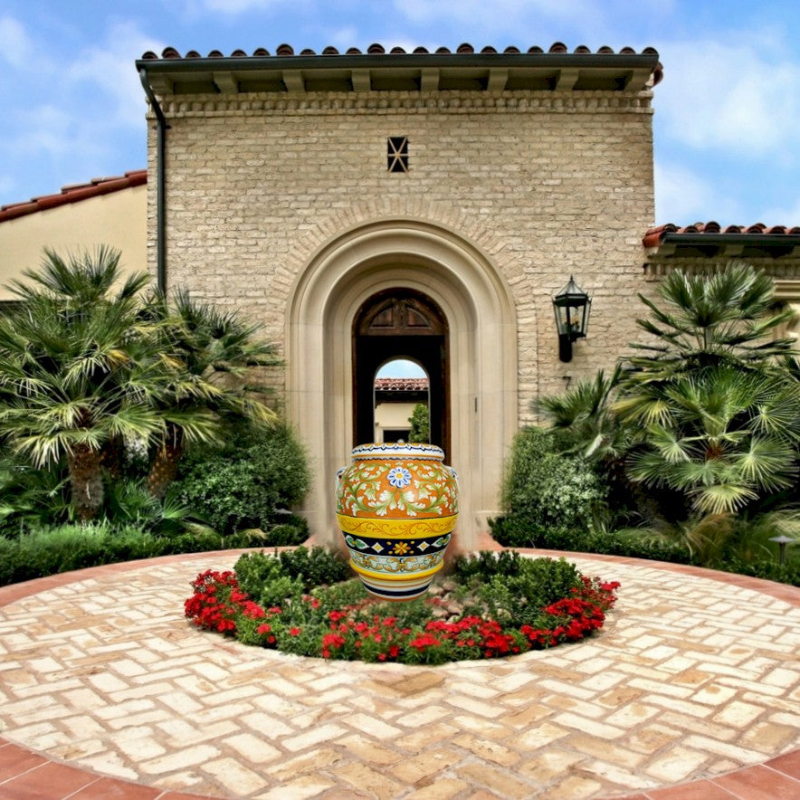 GRANDE GIARDINO:  Extra Large Deruta-Tuscan Orcio-Urn - DERUTA VARIO design (32" High) - Artistica.com