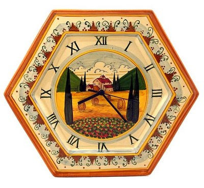 PAESAGGIO TOSCANA: Hexagonal Wall Clock - Artistica.com