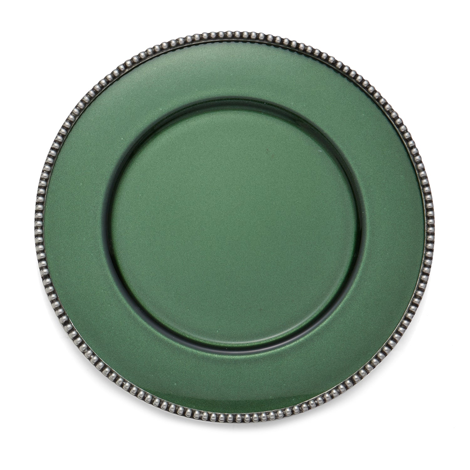 ARTE ITALICA: Perla Beaded Glass/Metal Charger Green/Silver [R] - Artistica.com