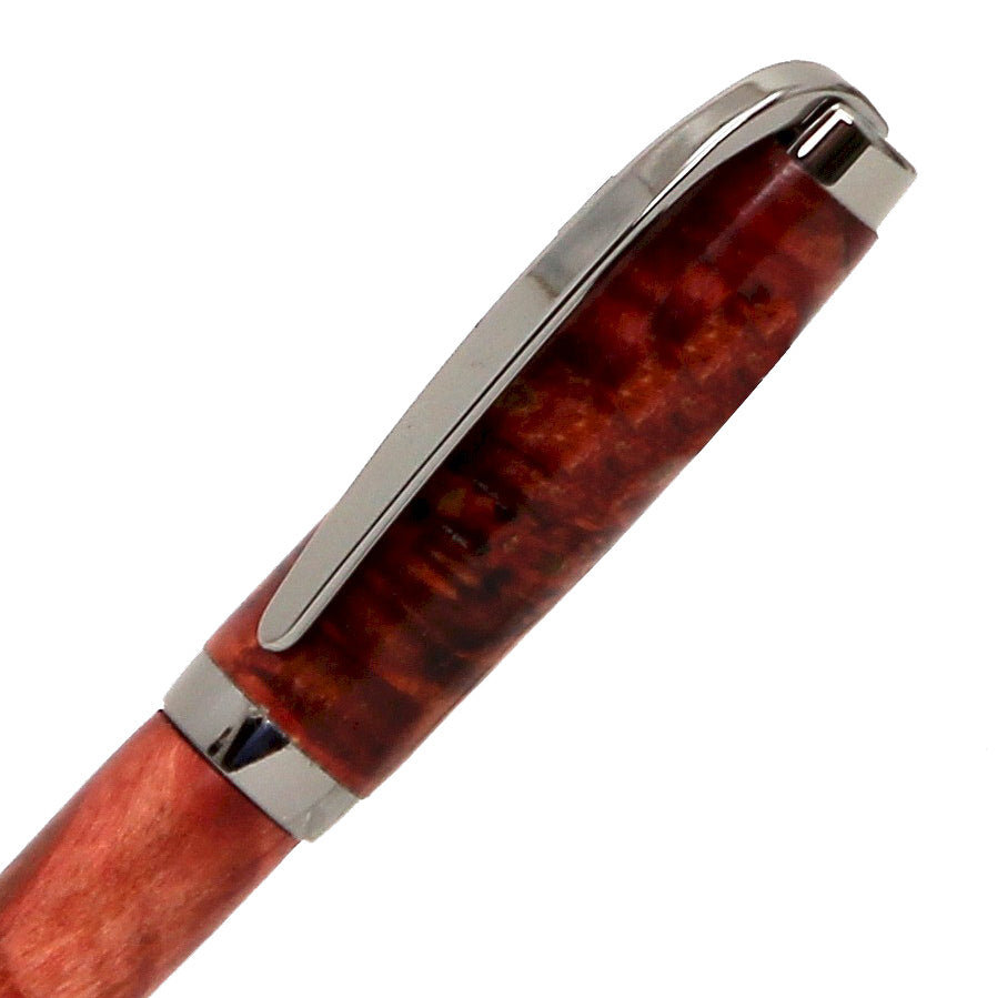 ART-PEN: Handcrafted Luxury Twist Pen - GRADUATE Gun Metal with Red Buckeye Bur body - Artistica.com