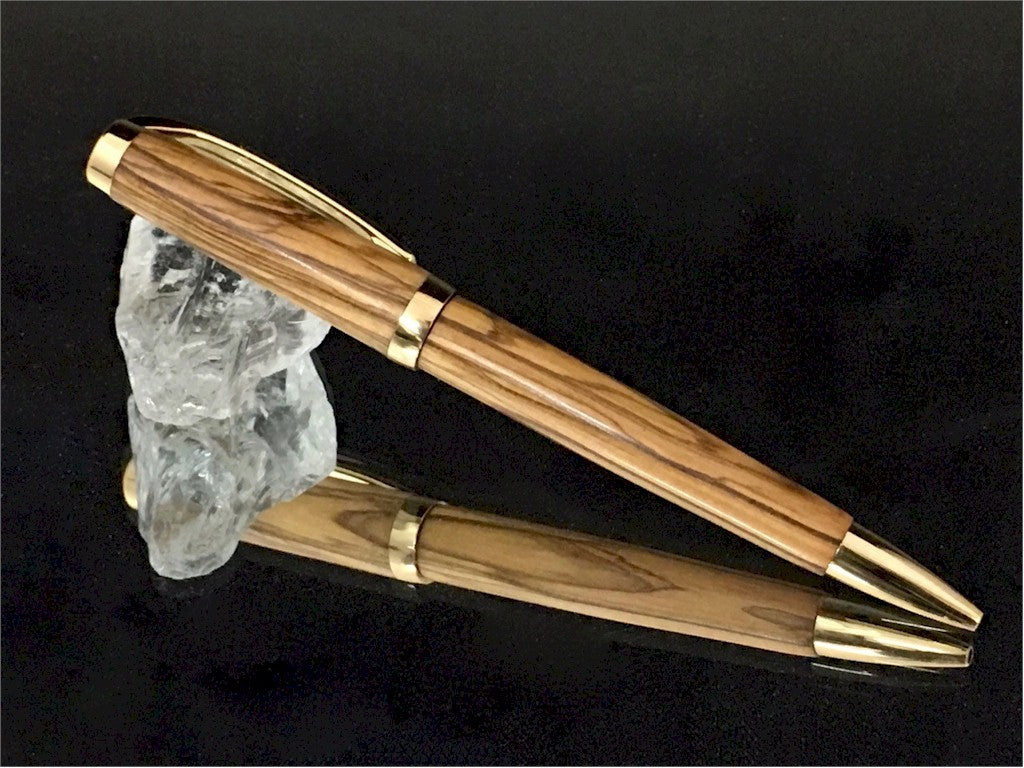 ART-PEN: Handcrafted Luxury Twist Pen - GRADUATE 24 Carats Gold Plated with Bethlehem Olivewood body - Artistica.com