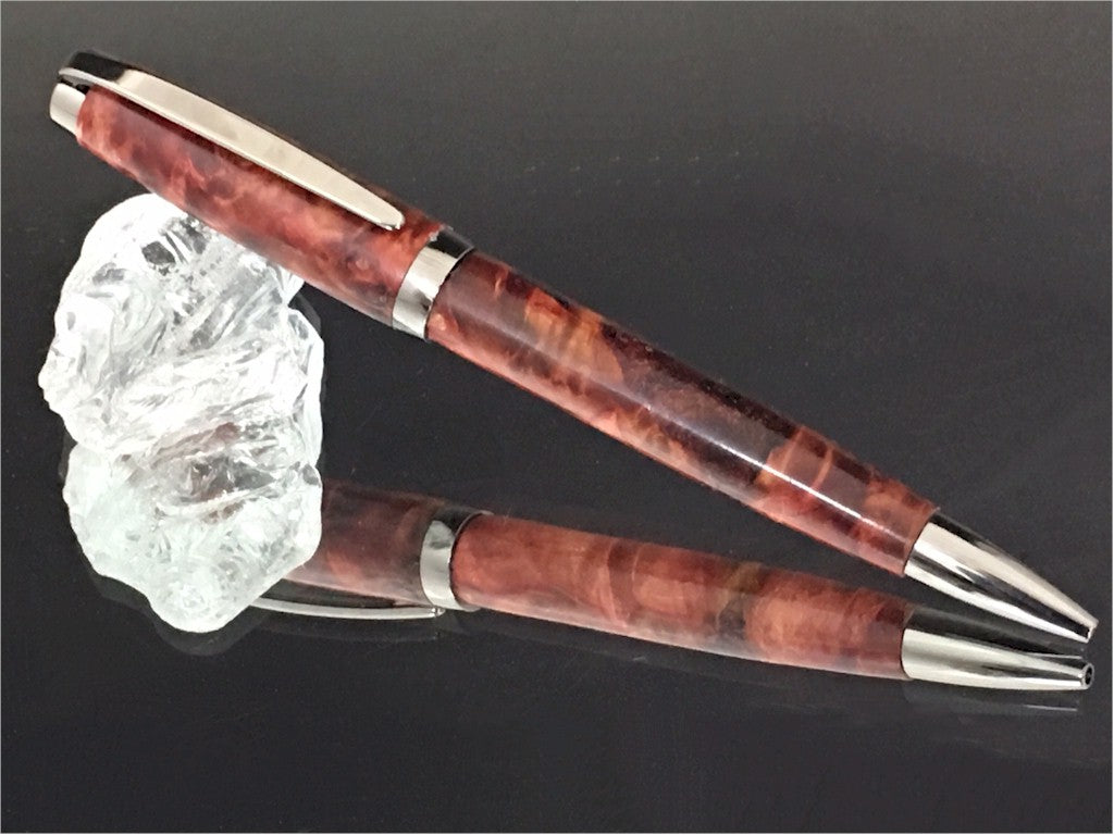 ART-PEN: Handcrafted Luxury Twist Pen - GRADUATE Gun Metal with Red Buckeye Bur body - Artistica.com