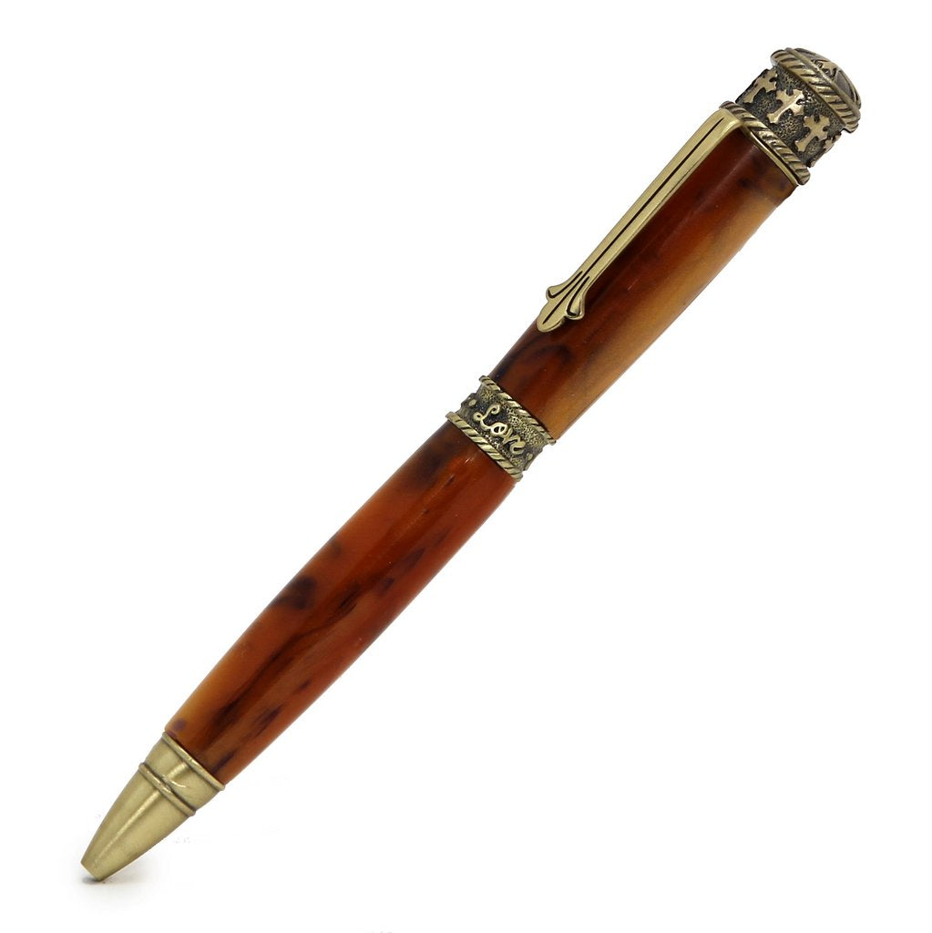 ART-PEN: Handcrafted Luxury Twist Pen - Faith Hope Love - Antique Pewter with Kirinite Copper Pearl Composite body - Artistica.com