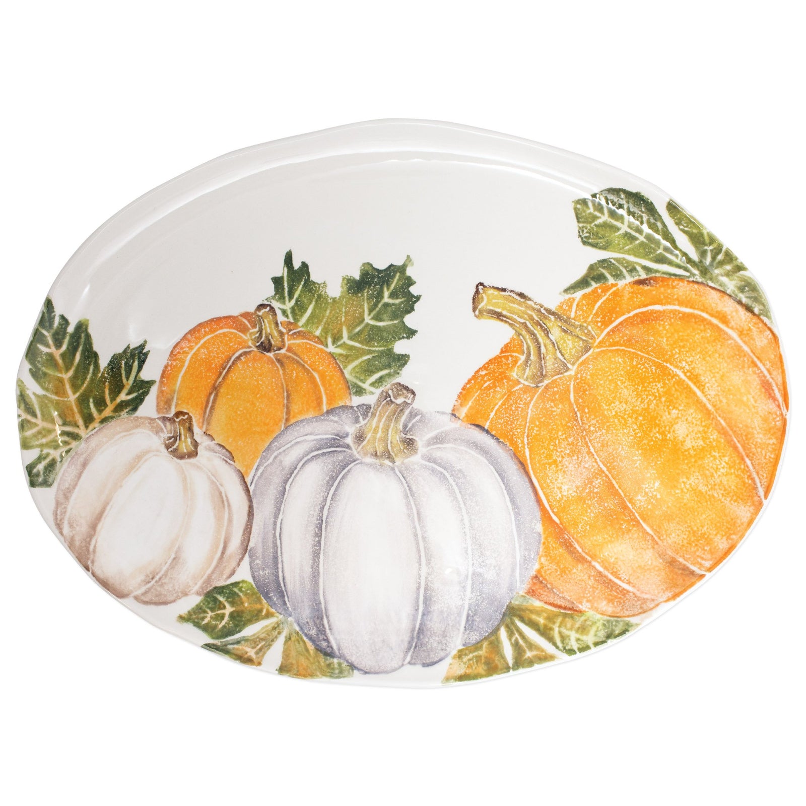 VIETRI: Pumpkins Large Oval Platter w/ Assorted Pumpkins - Artistica.com
