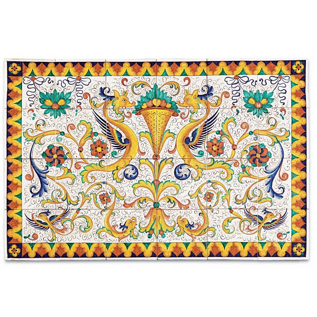 ANTICA DERUTA: WALL PANEL BACKSPLASH RAFFAELLESCO RECTANGULAR - Artistica.com