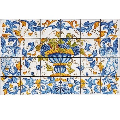 ANTICA DERUTA: WALL PANEL BACKSPLASH CORNUCOPIA OF PROSPERITY DESIGN - Artistica.com