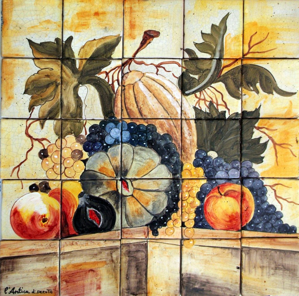 ANTICA DERUTA: WALL PANEL BACKSPLASH FRUTTA NEL TAVOLO - Artistica.com