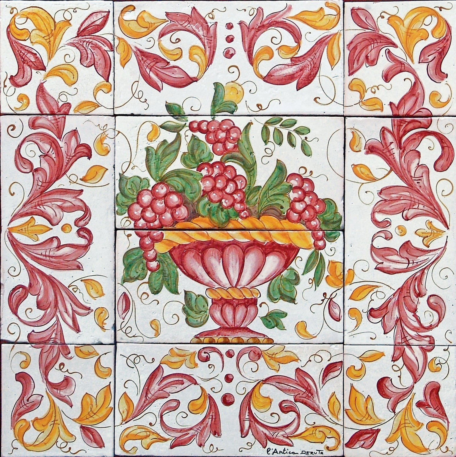 ANTICA DERUTA: WALL PANEL BACKSPLASH RED FRUIT DESIGN - Artistica.com