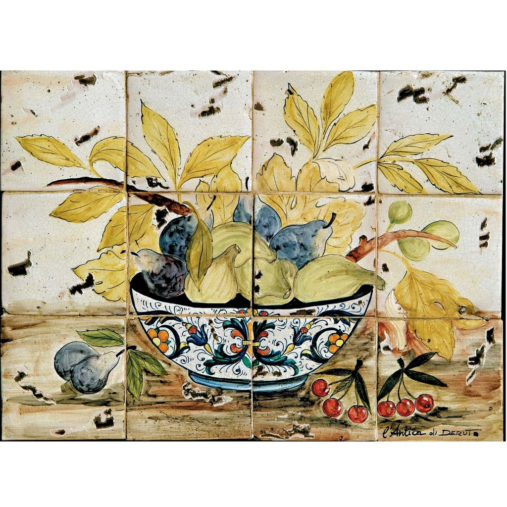 ANTICA DERUTA: WALL PANEL BACKSPLASH RICCO DERUTA BOWL - Artistica.com