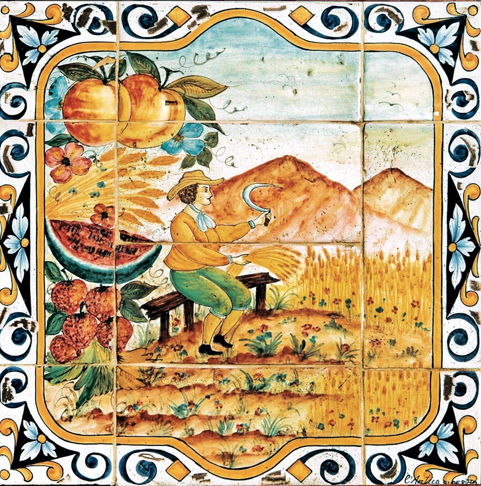 ANTICA DERUTA: WALL PANEL BACKSPLASH FOUR SEASON SUMMER - Artistica.com