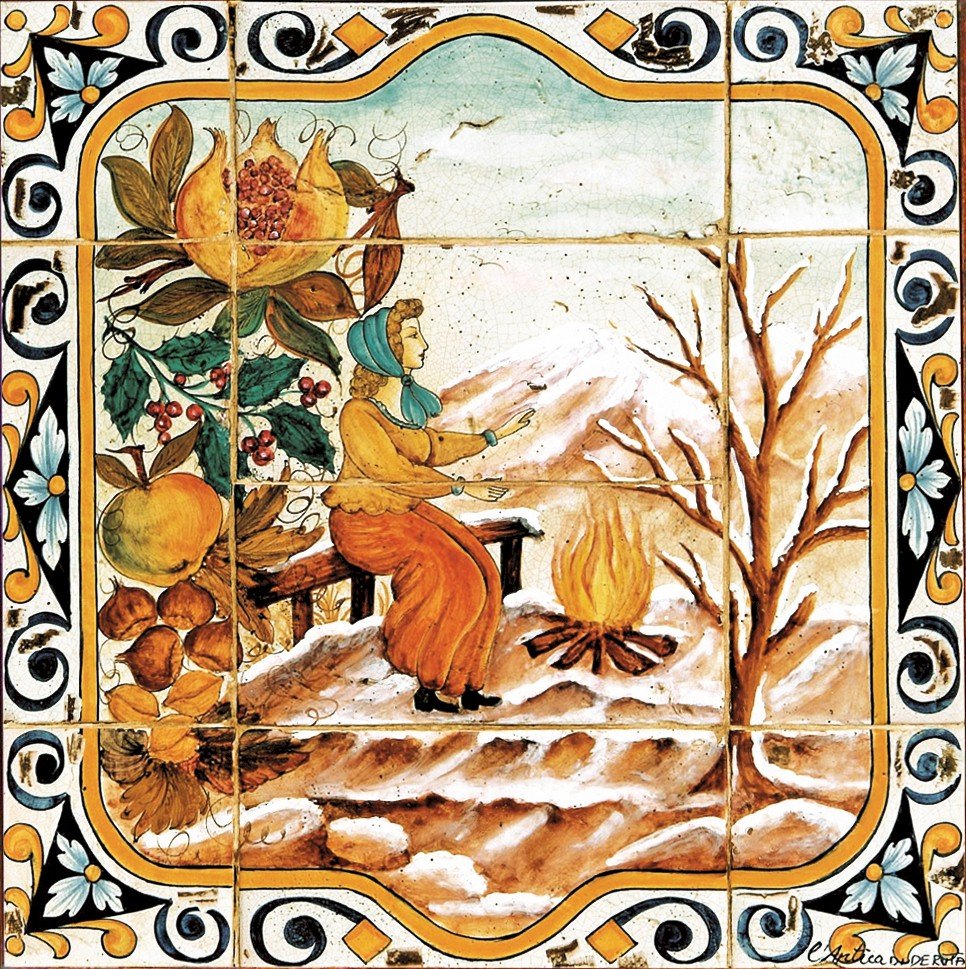 ANTICA DERUTA: WALL PANEL BACKSPLASH FOUR SEASON WINTER - Artistica.com