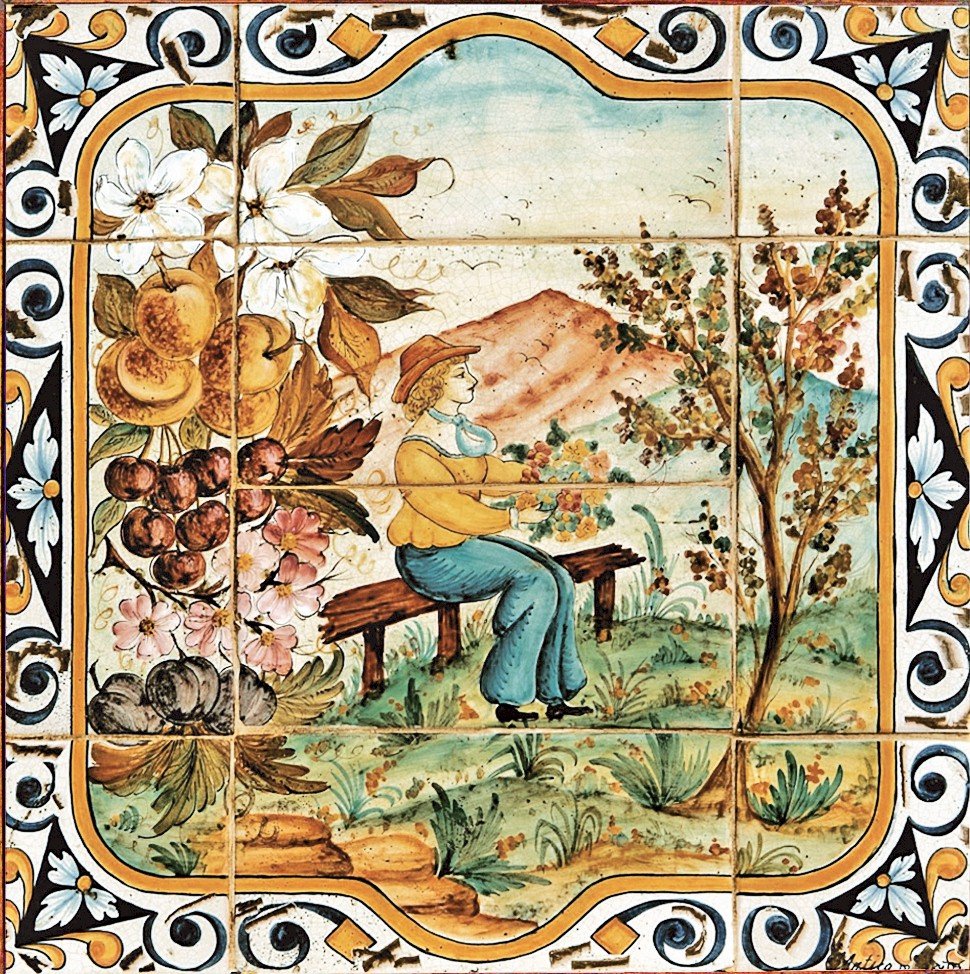 ANTICA DERUTA: WALL PANEL BACKSPLASH FOUR SEASON SPRING - Artistica.com