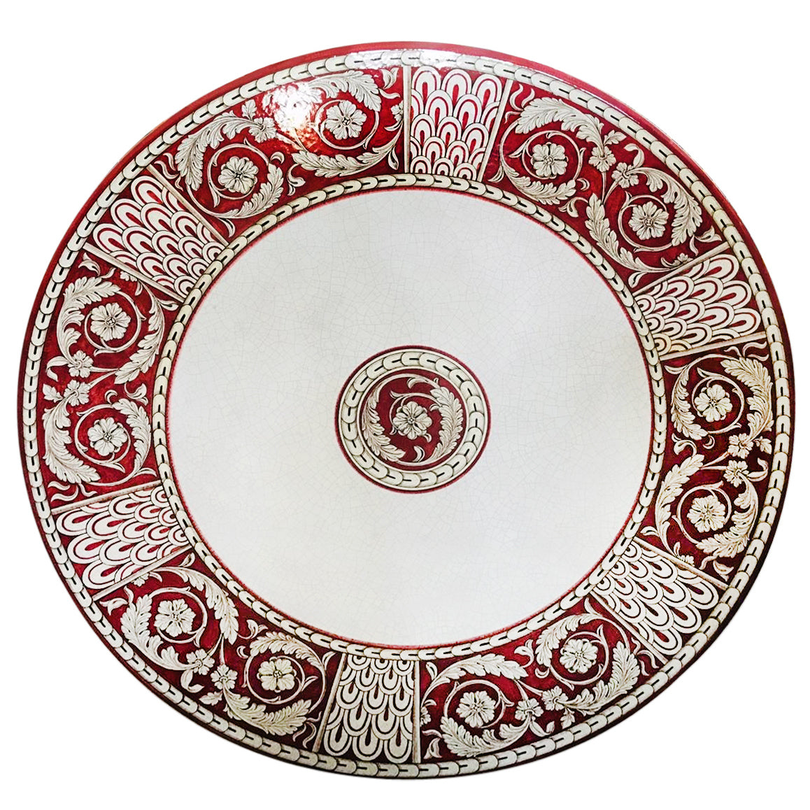 CERAMIC STONE TABLE + IRON BASE: POMPEI Design^ - Hand Painted - Artistica.com