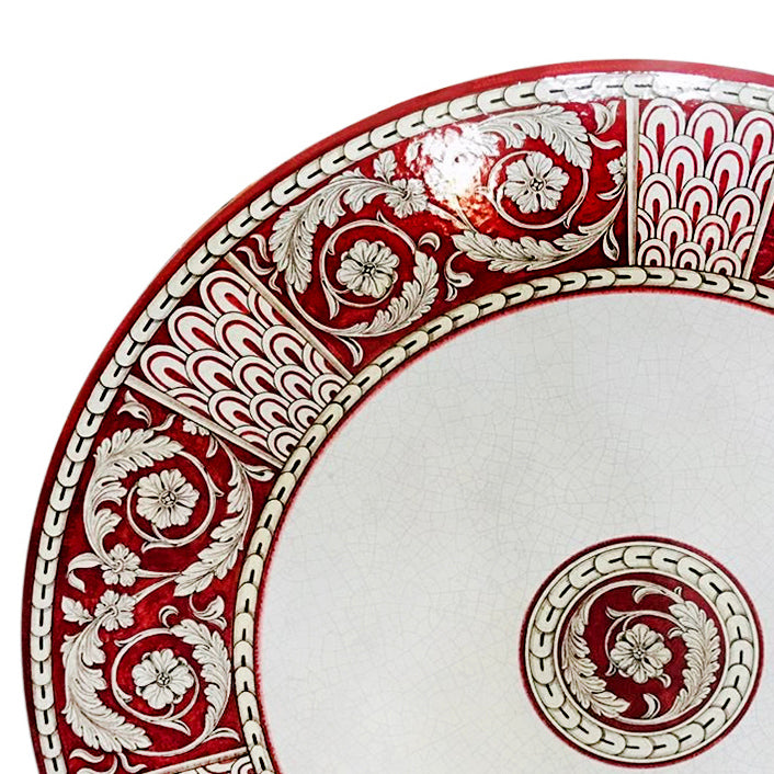 CERAMIC STONE TABLE + IRON BASE: POMPEI Design^ - Hand Painted - Artistica.com