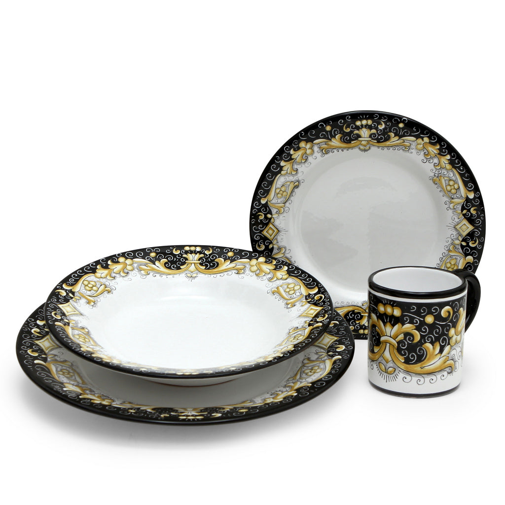 DERUTA COLORI: 4 Pieces Place Setting Bundle - BLACK/GOLD - Artistica.com