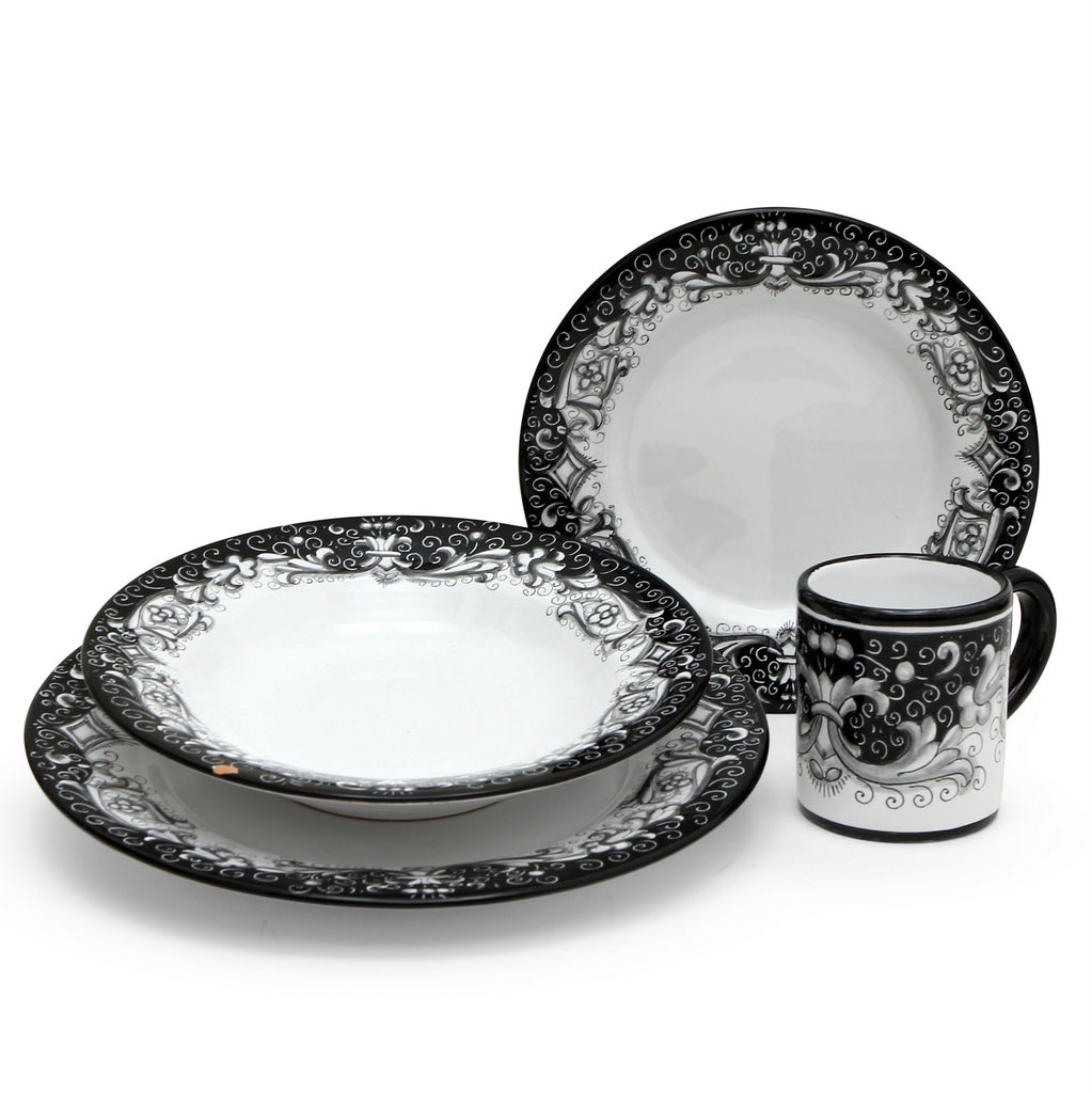 DERUTA COLORI: 4 Pieces Place Setting Bundle - BLACK/GRAY - Artistica.com