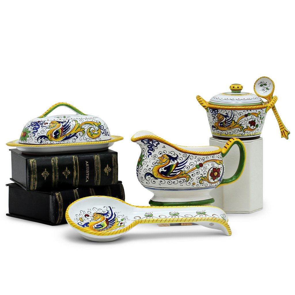 RAFFAELLESCO: Bundle with Butter Dish + Sauce Boat + Parmesan Bowl + Spoon Rest - Artistica.com