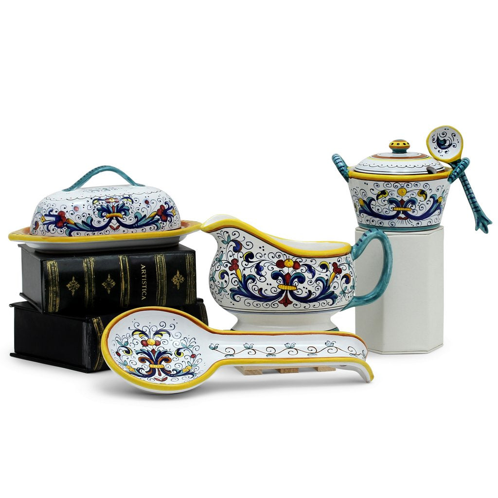 RICCO DERUTA: Bundle with Butter Dish + Sauce Boat + Parmesan Bowl + Spoon Rest - Artistica.com