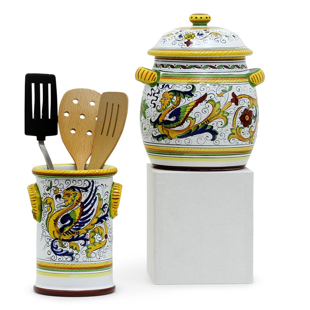 RAFFAELLESCO: Bundle with Utensil Holder + Biscotti Jar - Artistica.com