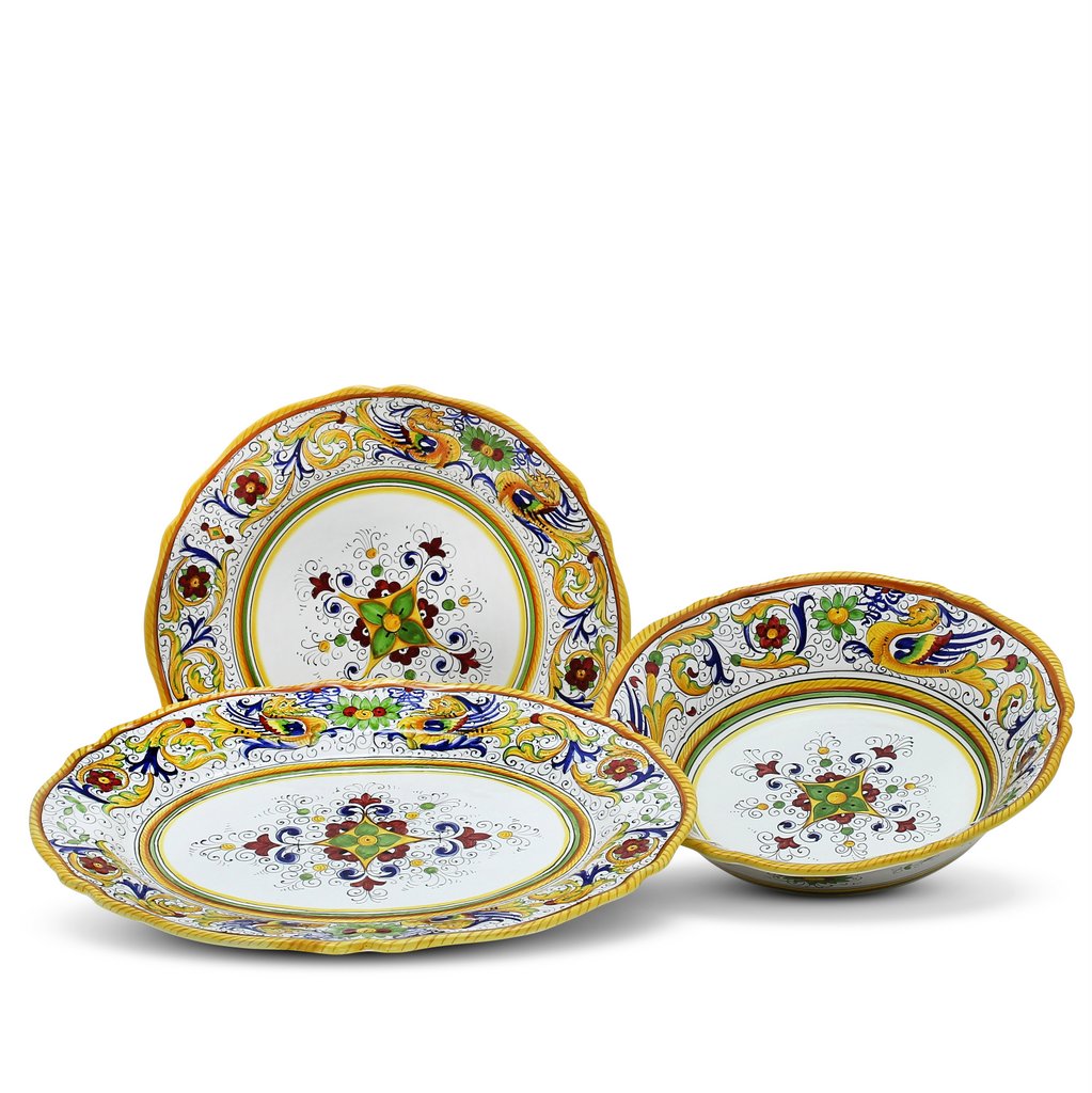 RAFFAELLESCO DELUXE: Serving Set Charger + Salad Pasta Bowl + Oval Platter - Artistica.com
